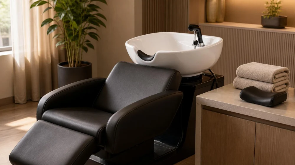 Salon Shampoo Bowl Comfort: Neck Support and Stop Signals