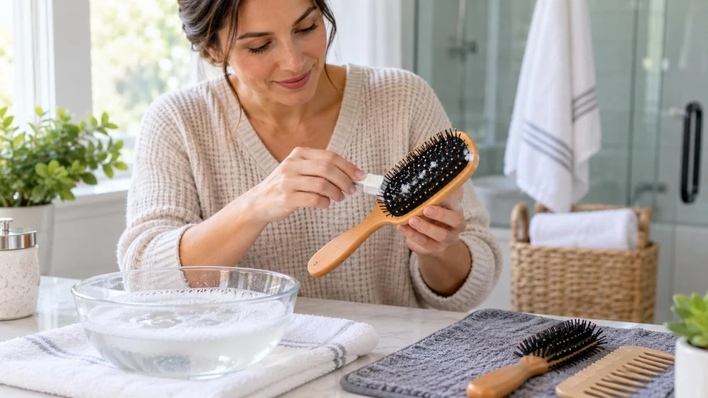 Hair Brush Cleaning: Hair, Product Buildup, and Drying
